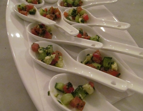 salad of roma tomatoes Bocconcini and cucumber