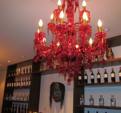 Taste Resto Lounge chandelier and bar
